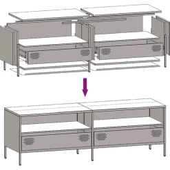 vidaXL Mueble para TV acero laminado en frío 135x39x43,5 cm Rosa Sale