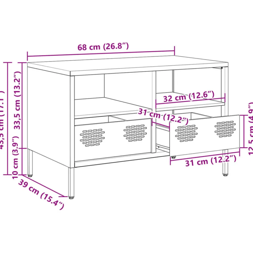 vidaXL Mueble para TV acero laminado en frío 68x39x43,5 cm Antracita Hot