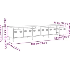 vidaXL Muebles Tv-Mueble para TV acero laminado en frío 202x39x43,5 cm