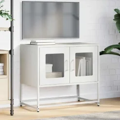 vidaXL Mueble para TV acero laminado en frío 68x39x60,5 cm Blanco Sale