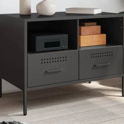 vidaXL Mueble para TV acero 68x39x50,5 cm Negro Discount