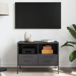 vidaXL Mueble para TV acero 68x39x50,5 cm Negro Discount