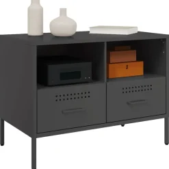 vidaXL Mueble para TV acero 68x39x50,5 cm Negro Discount