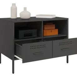 vidaXL Mueble para TV acero 68x39x50,5 cm Negro Discount