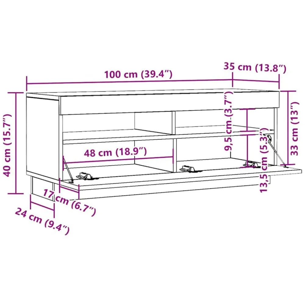 vidaXL Mueble para TV con luces LED 200x35x40 cm Blanco Best