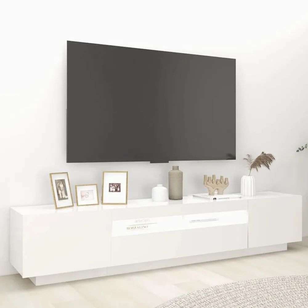vidaXL Mueble para TV con luces LED 200x35x40 cm Blanco Best