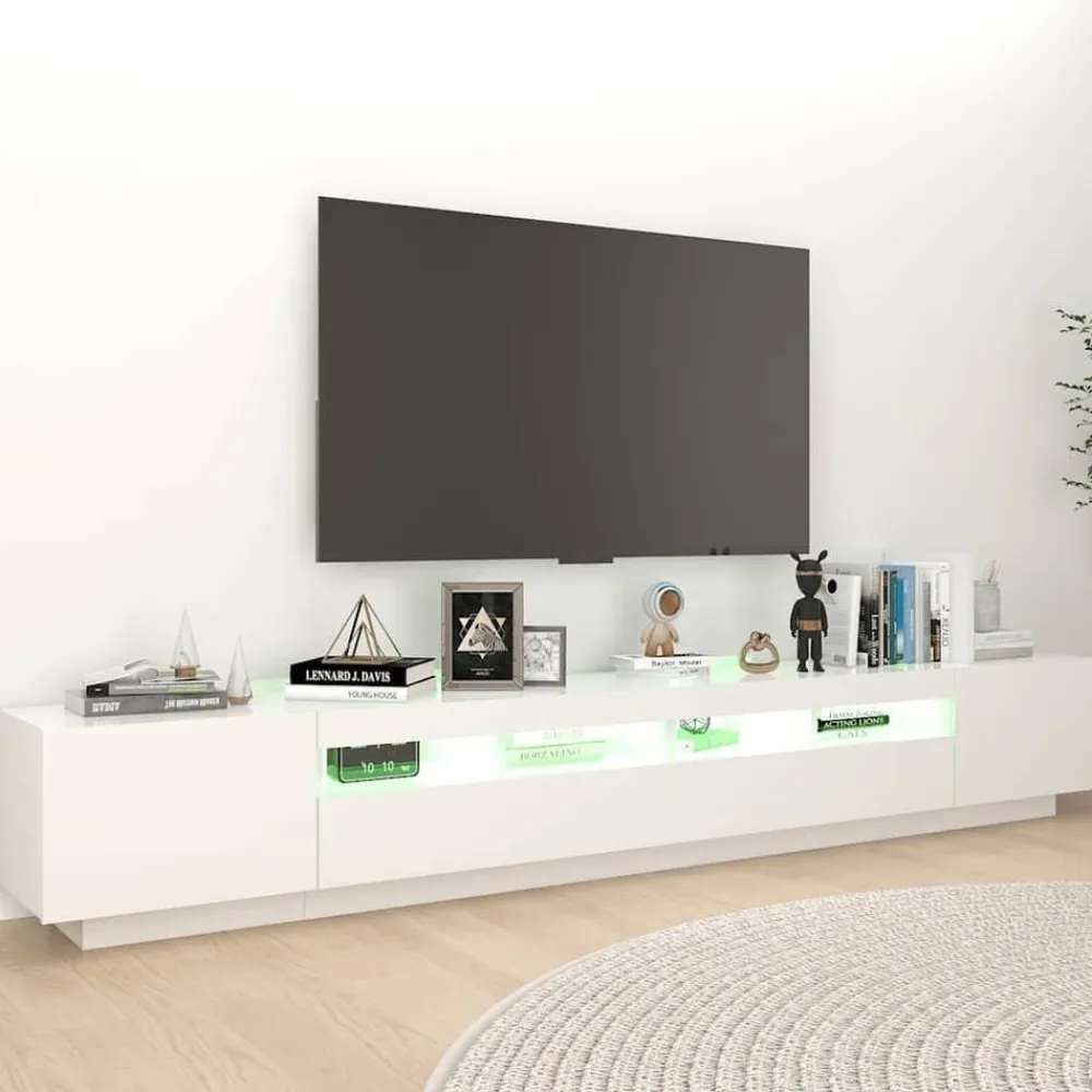 vidaXL Mueble para TV con luces LED 260x35x40 cm Blanco Online