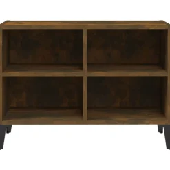 vidaXL Mueble para TV con patas de metal 69,5x30x50 cm Roble ahumado New