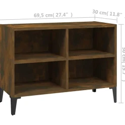 vidaXL Mueble para TV con patas de metal 69,5x30x50 cm Roble ahumado New