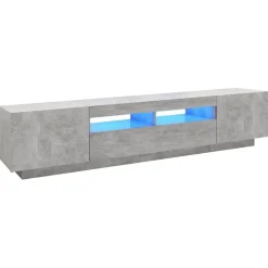 vidaXL Mueble para TV con luces LED gris hormigón 200x35x40 cm Gris hormig&oacute;n Discount