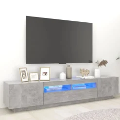 vidaXL Mueble para TV con luces LED gris hormigón 200x35x40 cm Gris hormig&oacute;n Discount