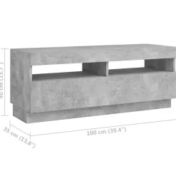 vidaXL Mueble para TV con luces LED gris hormigón 200x35x40 cm Gris hormig&oacute;n Discount