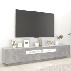 vidaXL Mueble para TV con luces LED gris hormigón 200x35x40 cm Gris hormig&oacute;n Discount