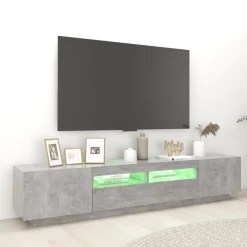vidaXL Mueble para TV con luces LED gris hormigón 200x35x40 cm Gris hormig&oacute;n Discount