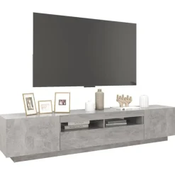 vidaXL Mueble para TV con luces LED gris hormigón 200x35x40 cm Gris hormig&oacute;n Discount