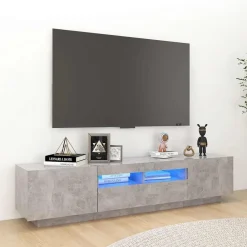 vidaXL Muebles Tv-Mueble para TV con luces LED gris hormigón 180x35x40 cm