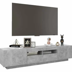 vidaXL Muebles Tv-Mueble para TV con luces LED gris hormigón 180x35x40 cm