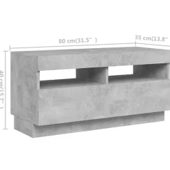 vidaXL Muebles Tv-Mueble para TV con luces LED gris hormigón 180x35x40 cm