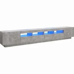 vidaXL Mueble para TV con luces LED gris hormigón 260x35x40 cm Gris hormig&oacute;n Discount