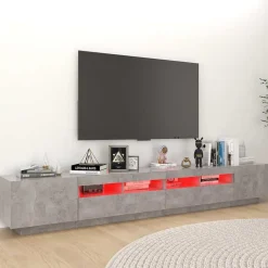 vidaXL Mueble para TV con luces LED gris hormigón 260x35x40 cm Gris hormig&oacute;n Discount