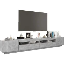 vidaXL Mueble para TV con luces LED gris hormigón 260x35x40 cm Gris hormig&oacute;n Discount