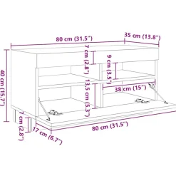 vidaXL Mueble para TV con luces LED gris hormigón 260x35x40 cm Gris hormig&oacute;n Discount