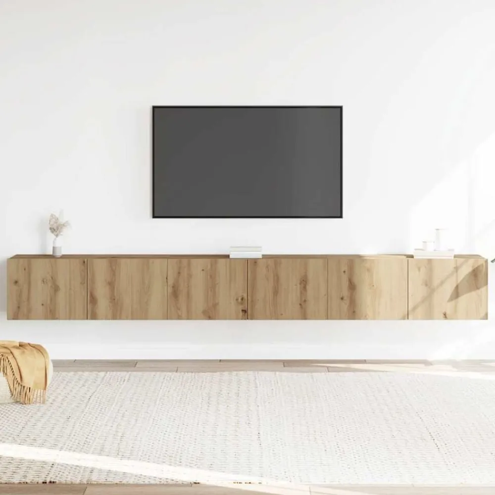 vidaXL Muebles Tv-Mueble para TV de pared madera contrachapada artesanal 3 piezas