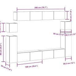 vidaXL Mueble para TV de pared madera contrachapada artesanal 8 piezas Roble artisan Hot