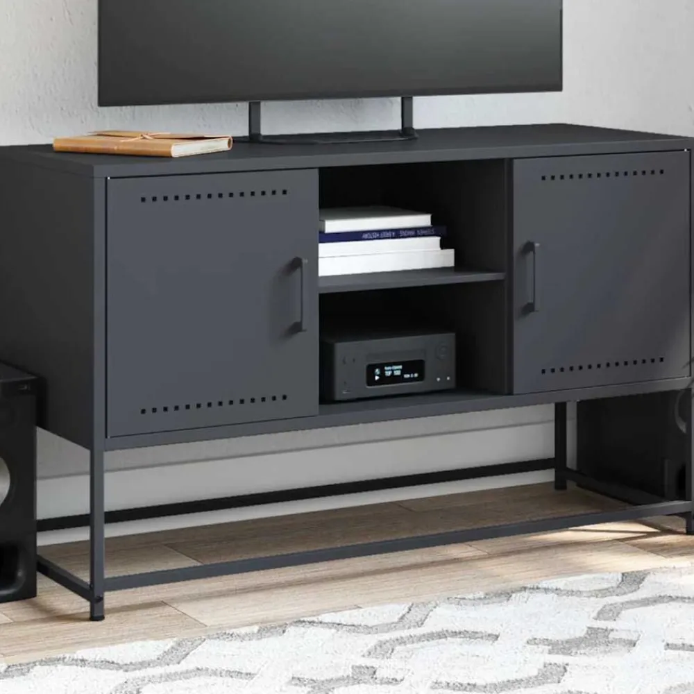 vidaXL Mueble para TV de acero gris 100,5x39x60,5 cm Antracita New
