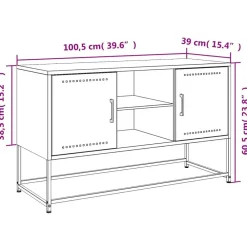 vidaXL Mueble para TV de acero gris 100,5x39x60,5 cm Antracita New