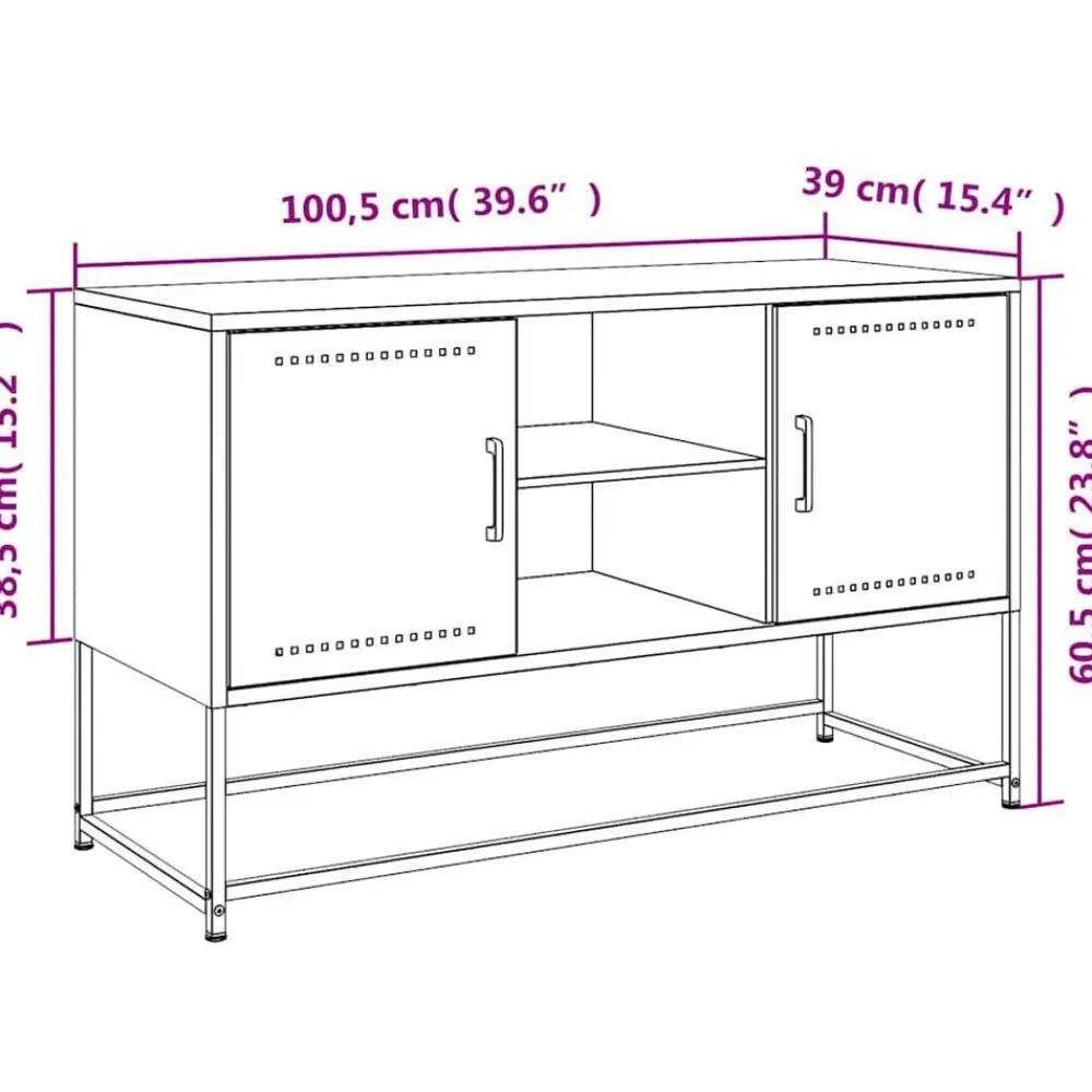 vidaXL Mueble para TV de acero gris 100,5x39x60,5 cm Antracita New