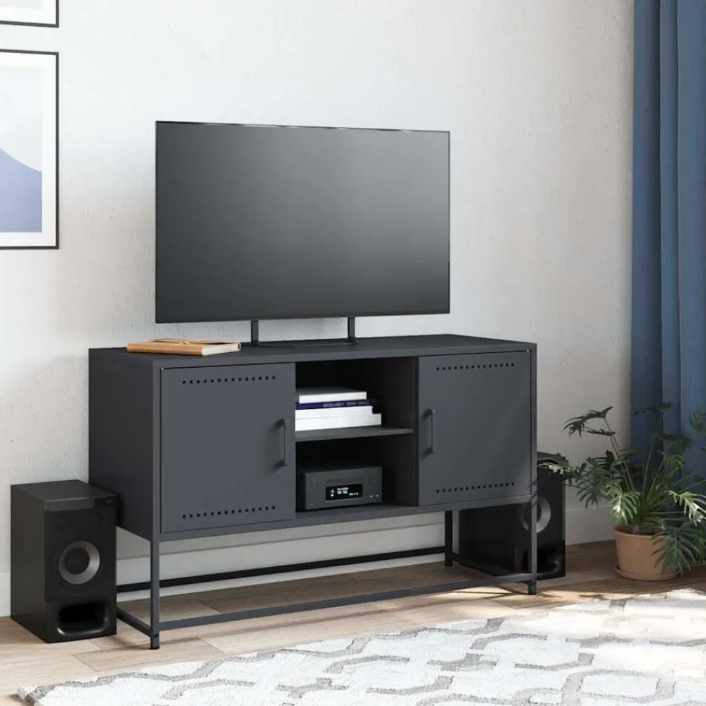 vidaXL Mueble para TV de acero gris 100,5x39x60,5 cm Antracita New