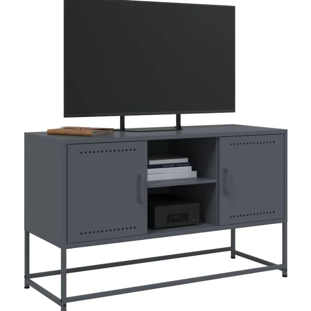 vidaXL Mueble para TV de acero gris 100,5x39x60,5 cm Antracita New