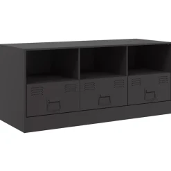 vidaXL Mueble para TV de acero 99x39x44 cm Negro Clearance