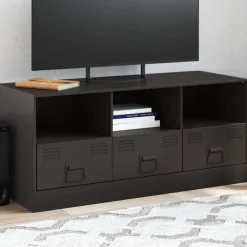 vidaXL Mueble para TV de acero 99x39x44 cm Negro Clearance