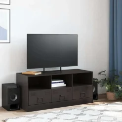 vidaXL Mueble para TV de acero 99x39x44 cm Negro Clearance