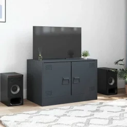 vidaXL Muebles Tv-Mueble para TV de acero gris 67x39x44 cm