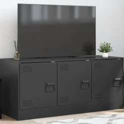 vidaXL Mueble para TV de acero 99x39x44 cm Negro Clearance