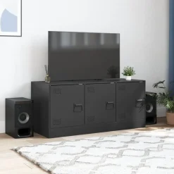 vidaXL Mueble para TV de acero 99x39x44 cm Negro Clearance
