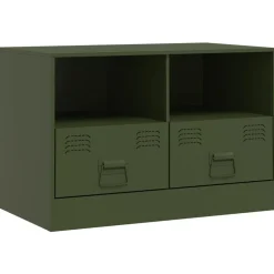vidaXL Mueble para TV de acero 67x39x44 cm Verde oliva Best