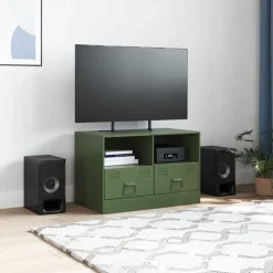 vidaXL Mueble para TV de acero 67x39x44 cm Verde oliva Best