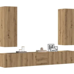 vidaXL Muebles Tv-Mueble para TV de pared madera contrachapada artesanal 5 piezas
