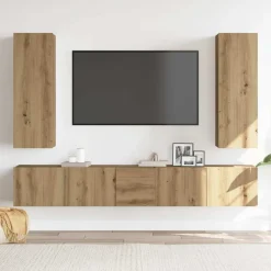vidaXL Muebles Tv-Mueble para TV de pared madera contrachapada artesanal 5 piezas