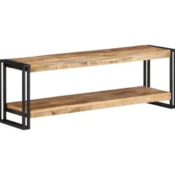 vidaXL Mueble para TV de madera maciza de mango rugosa 120x30x40 cm Negro Outlet