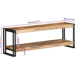 vidaXL Mueble para TV de madera maciza de mango rugosa 120x30x40 cm Negro Outlet