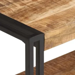 vidaXL Mueble para TV de madera maciza de mango rugosa 120x30x40 cm Negro Outlet