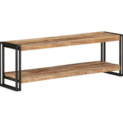 vidaXL Mueble para TV de madera maciza de mango rugosa 120x30x40 cm Negro Outlet