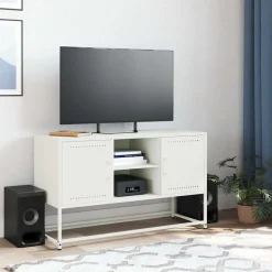 vidaXL Mueble para TV de acero 100,5x39x60,5 cm Blanco Sale