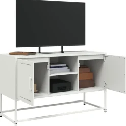 vidaXL Mueble para TV de acero 100,5x39x60,5 cm Blanco Sale