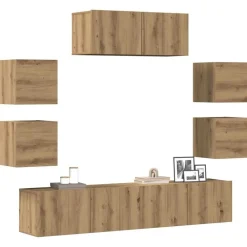 vidaXL Muebles Tv-Mueble para TV de pared madera contrachapada artesanal 7 piezas